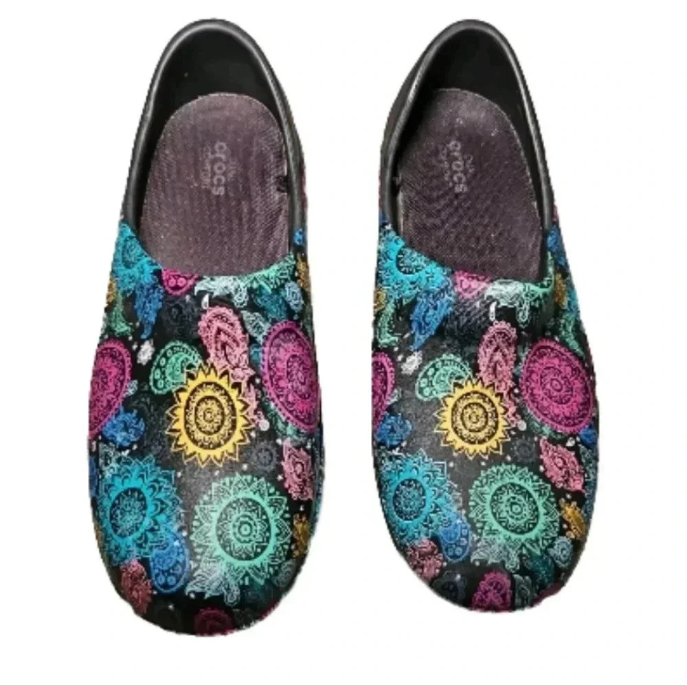 CrocsWomens Neria Pro II Printed Comfort Non Slip Work/ Outdoor Colorful Clogs 7 - Picture 3 of 11